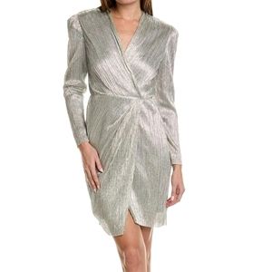 NWOT Nicole Miller Lurex Mettallic Faux Wrap Dress